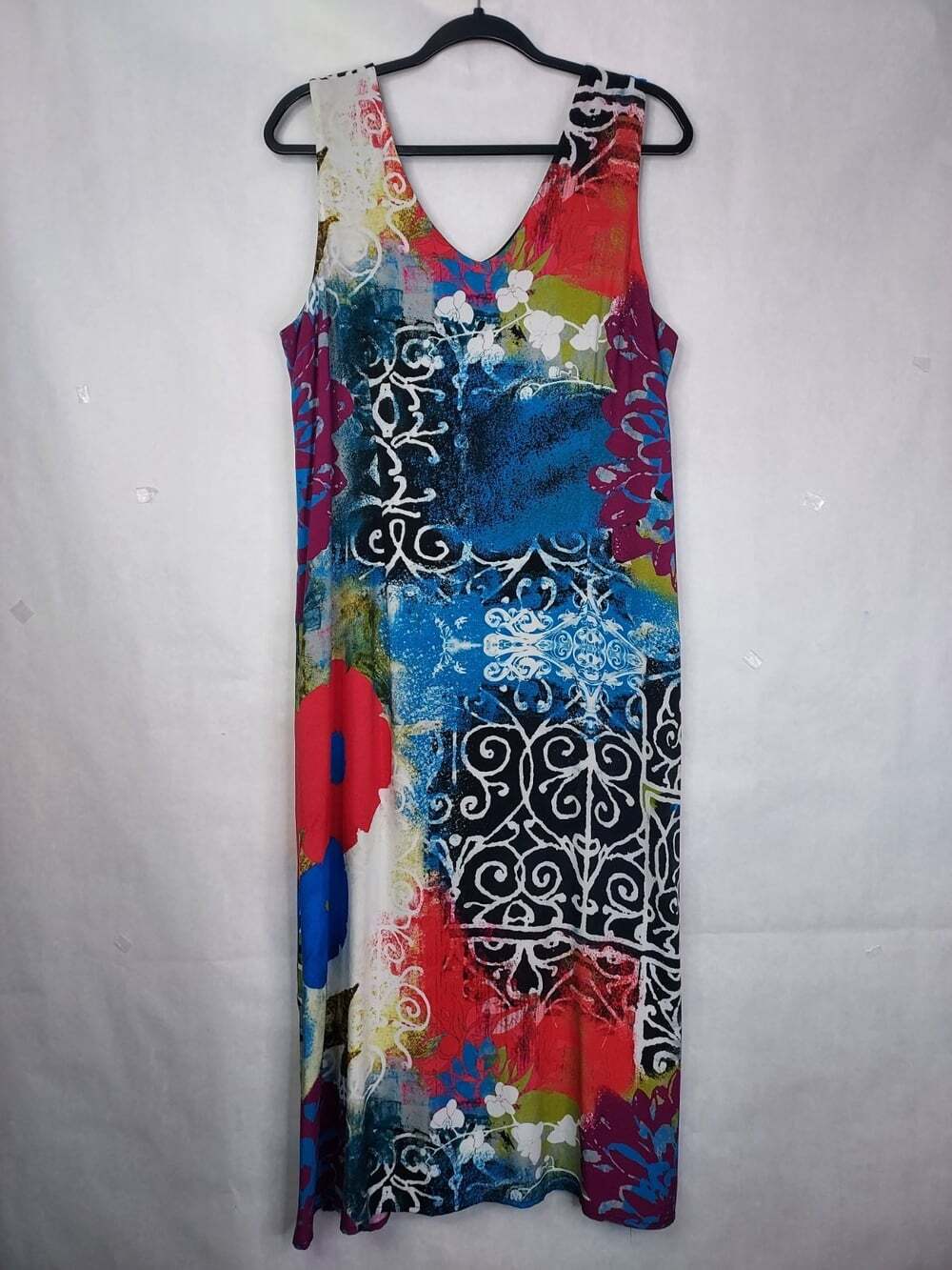 Art Simply by Dolcezza Sleeveless Shift Midi Dress L Lined Abstract Art To Wear